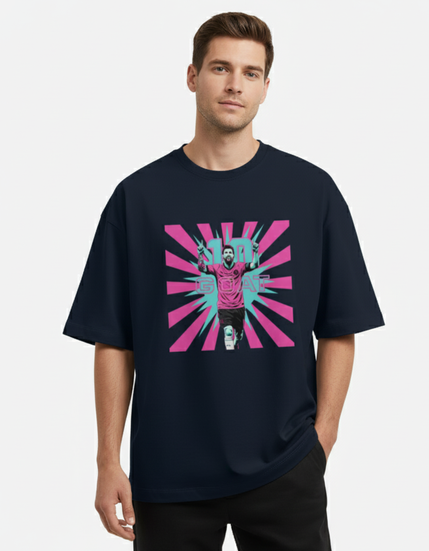 Lione Messi - Inter Miami GOAT Burst | Unisex Terry Oversized Tee