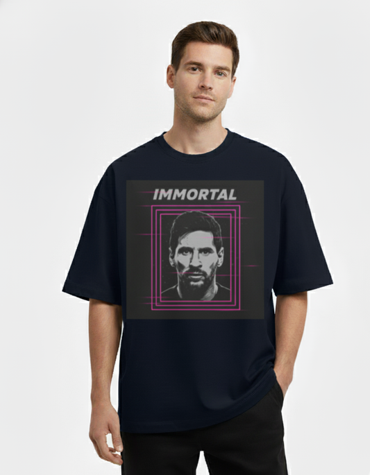 Lionel Messi - Immortal Glitch Portrait | Unisex Terry Oversized Tee
