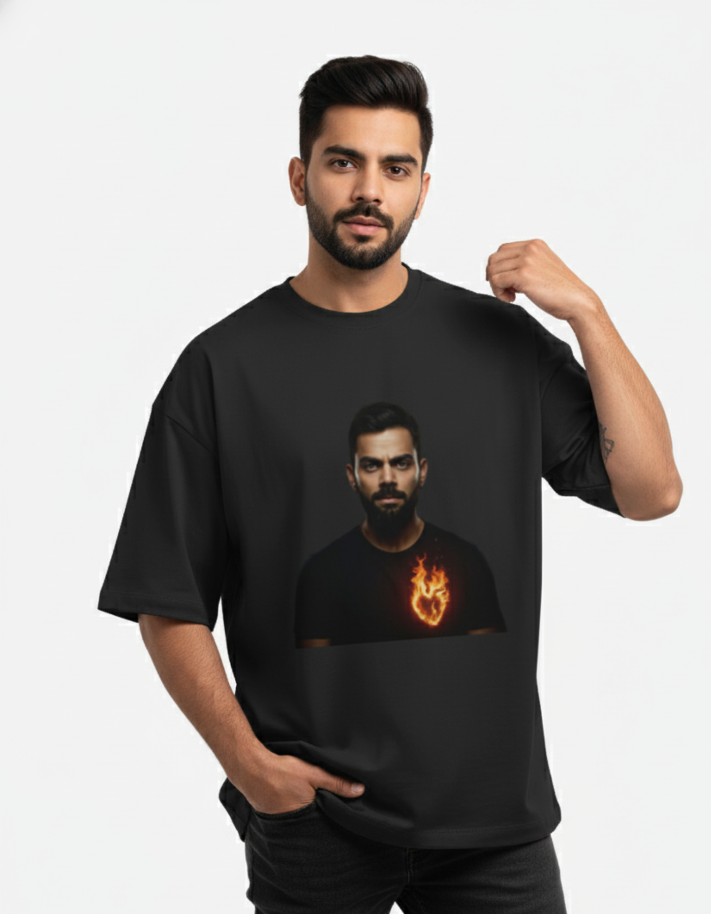Virat Kohli - The Burning Heart | Unisex Terry Oversized Tee