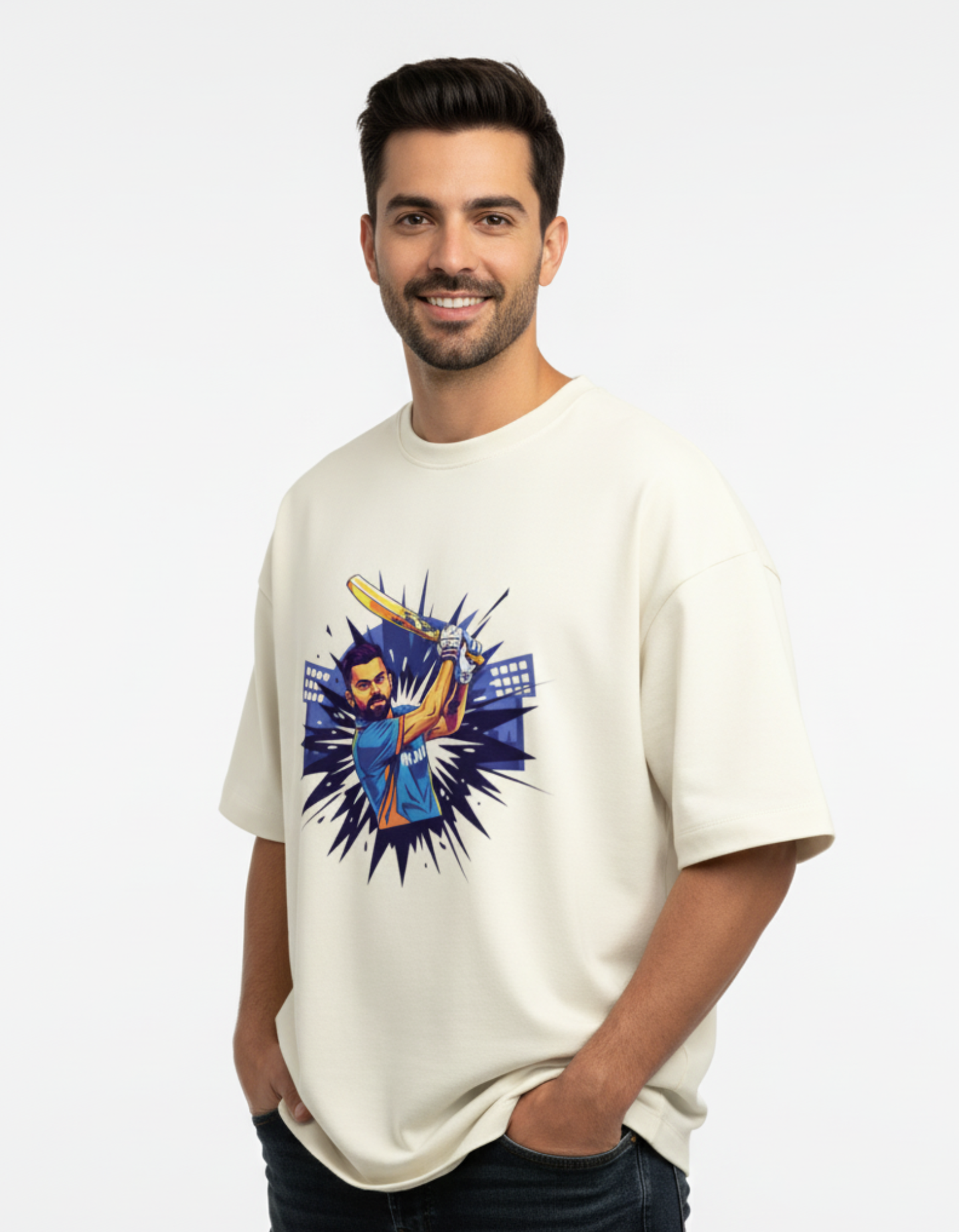 Virat Kohli - Midnight Smash | Unisex Terry Oversized Tee