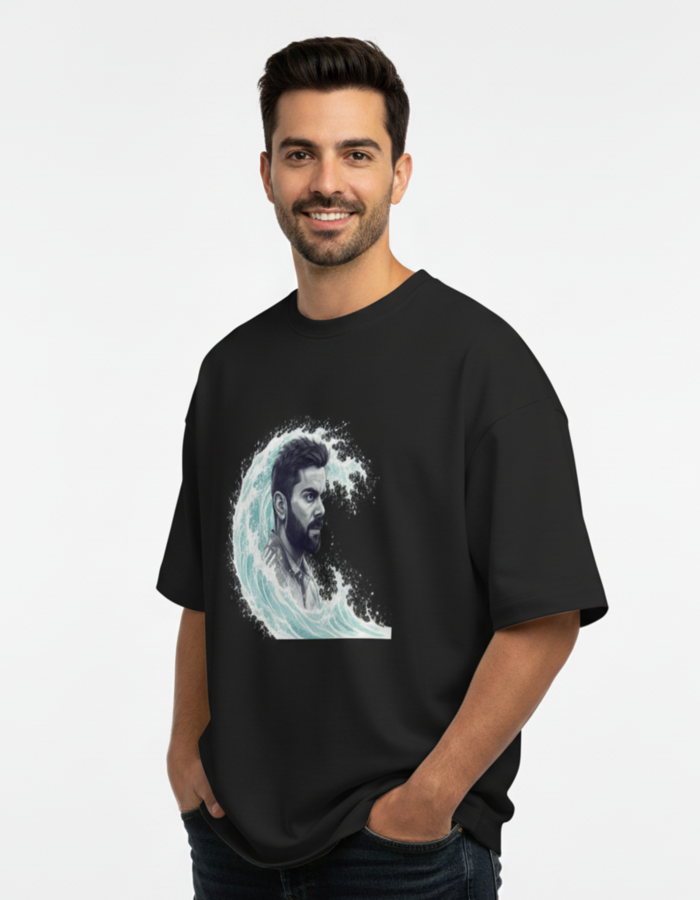 Virat Kohli - The Flowing Wave | Unisex Terry Oversized Tee
