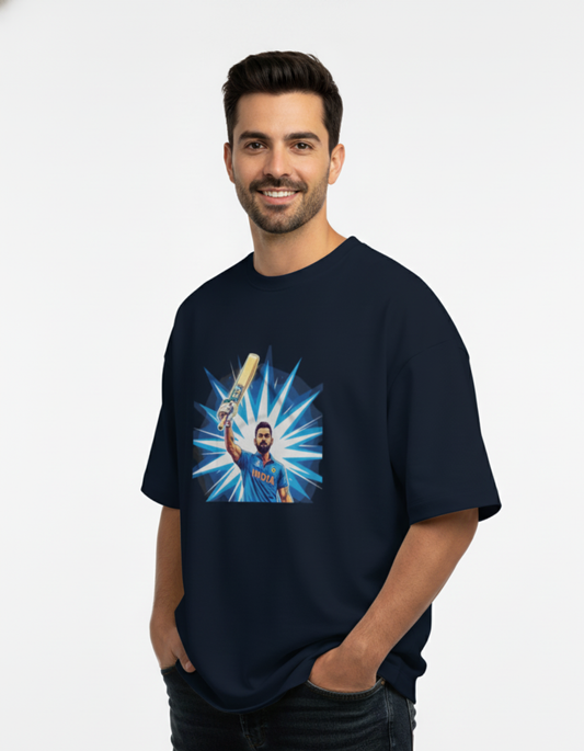 Virat Kohli - Bat Raised Salute | Unisex Terry Oversized Tee