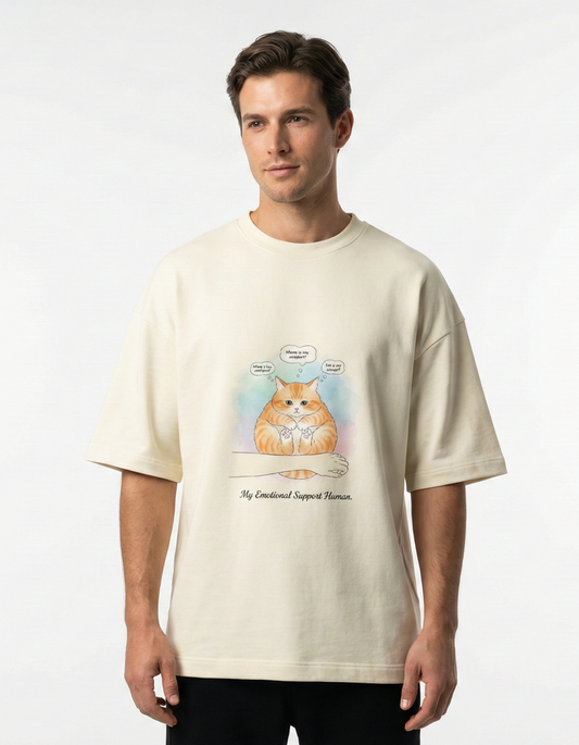 My Emotional Support Human - Unisex Terry Oversized Tee