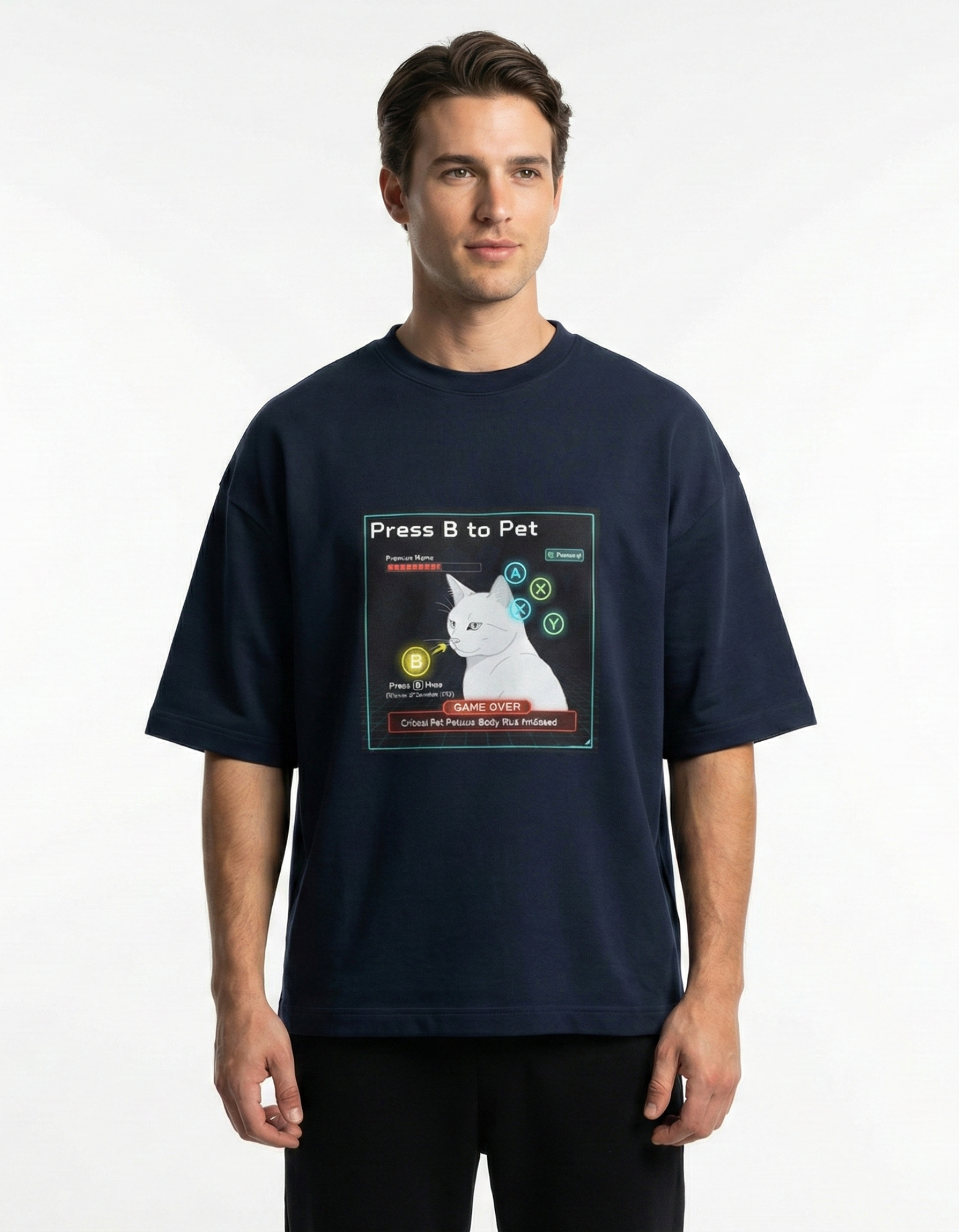 Press B to Pet (Game Over) - Unisex Terry Oversized Tee