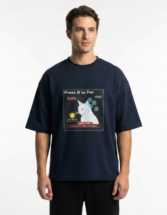 Press B to Pet (Game Over) - Unisex Terry Oversized Tee