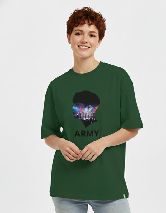 BTS - ARMY Stage Silhouette | Unisex Terry Oversized Tee