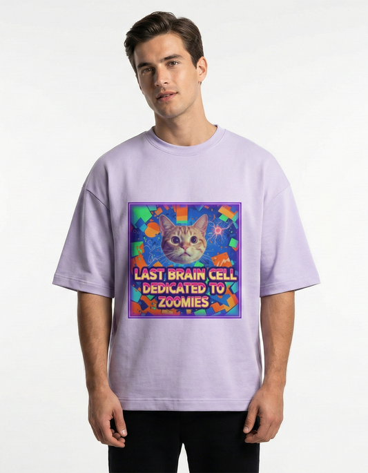 Last Brain Cell Dedicated to Zoomies - Unisex Terry Oversized Tee