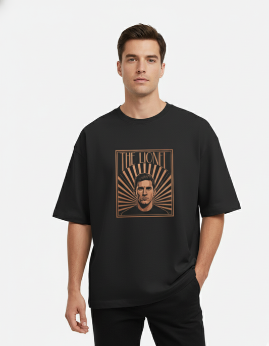 Lionel Messi - Art Deco Copper Lion | Unisex Terry Oversized Tee