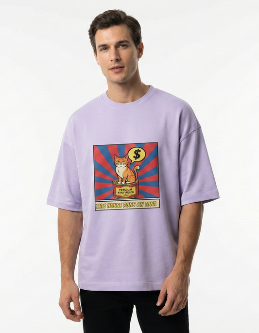This House Runs on Tuna - Unisex Terry Oversized Tee