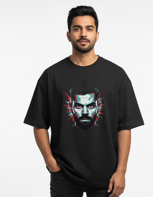 Virat Kohli - Cyberpunk Gaze | Unisex Terry Oversized Tee