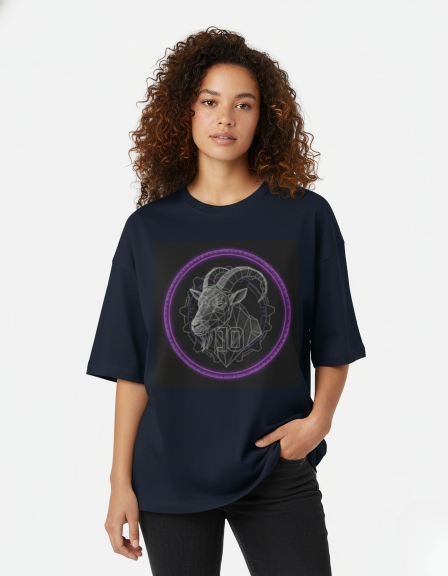 Lionel Messi - Polygon GOAT 10 (Purple Neon) | Unisex Terry Oversized Tee