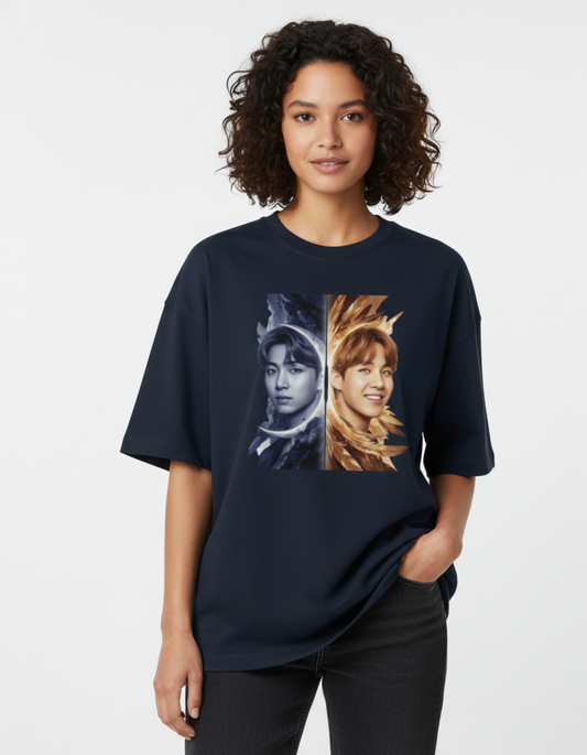 BTS - Moon & Feather Duality | Unisex Terry Oversized Tee