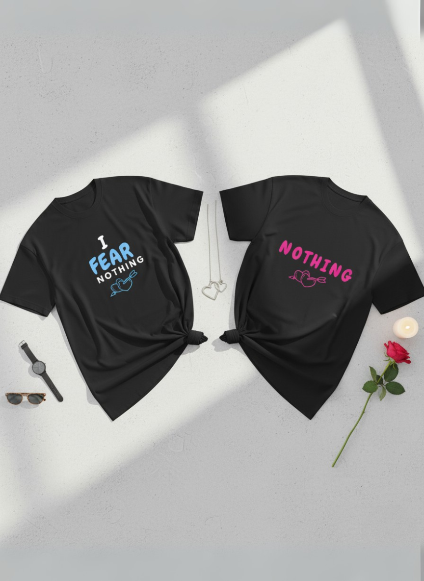 I Fear Nothing  - Couple Unisex Terry Oversized Tee Combo