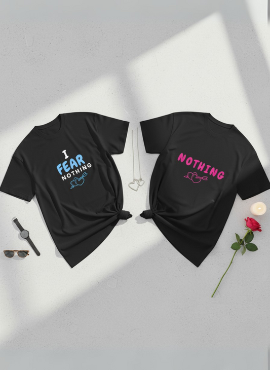 I Fear Nothing  - Couple Unisex Terry Oversized Tee Combo