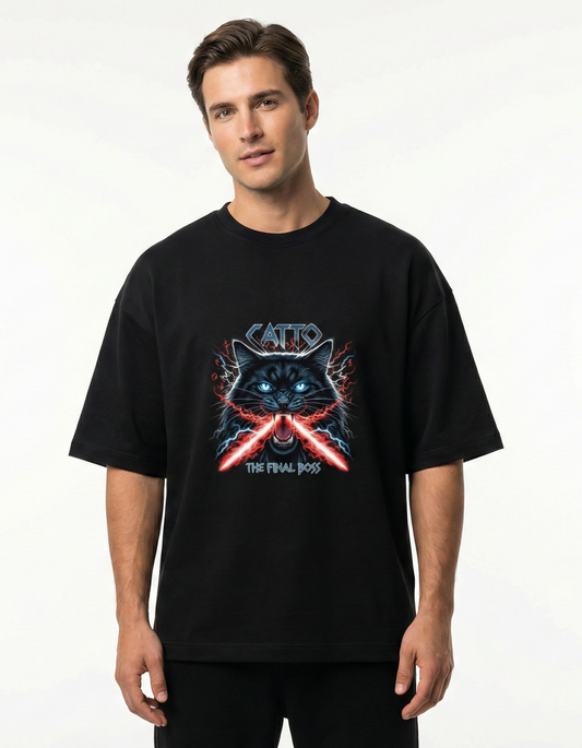 CATTO The Final Boss (Heavy Metal) - Unisex Terry Oversized Tee