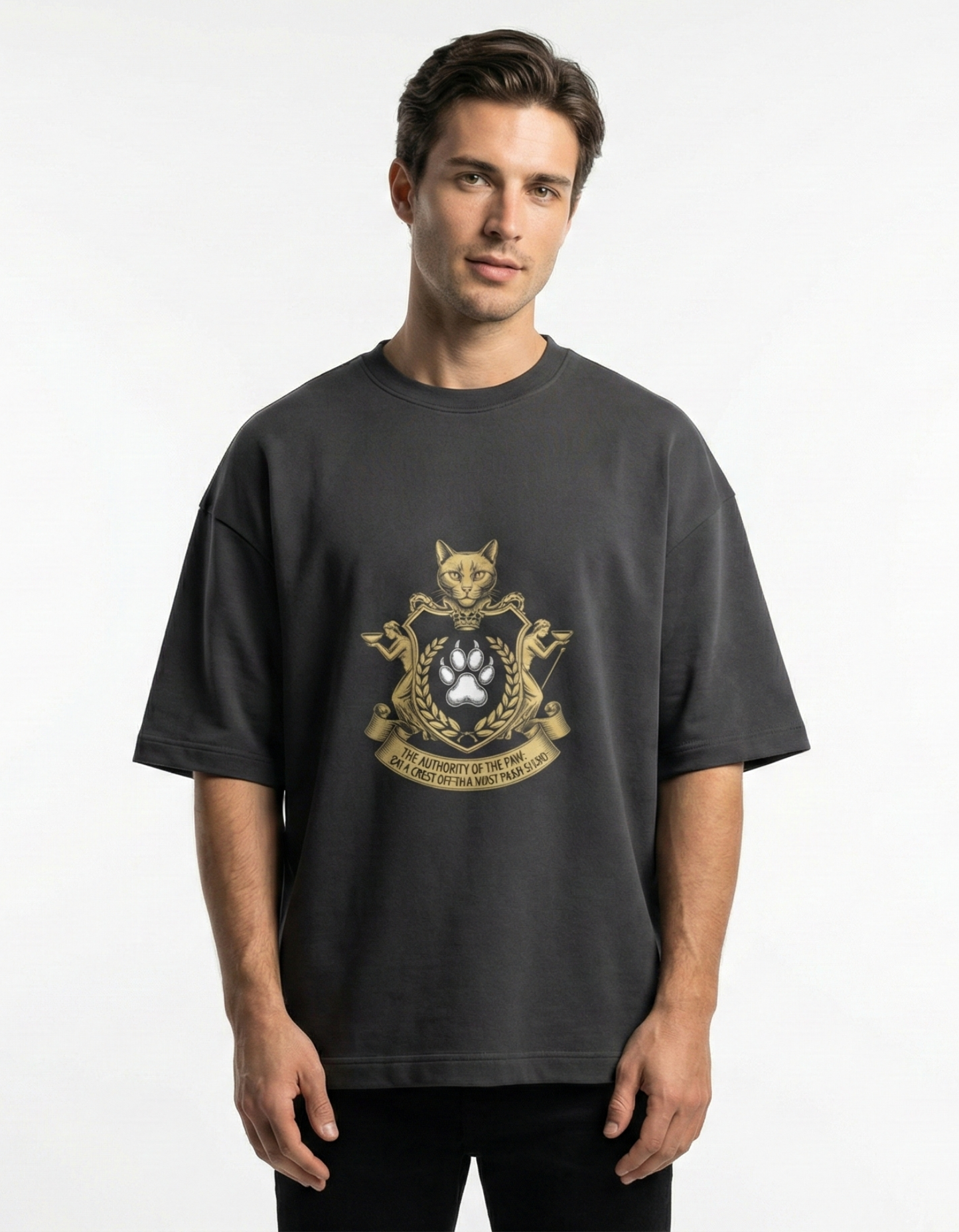 The Authority of the Paw (Only Food Is Life) - Unisex Terry Oversized Tee