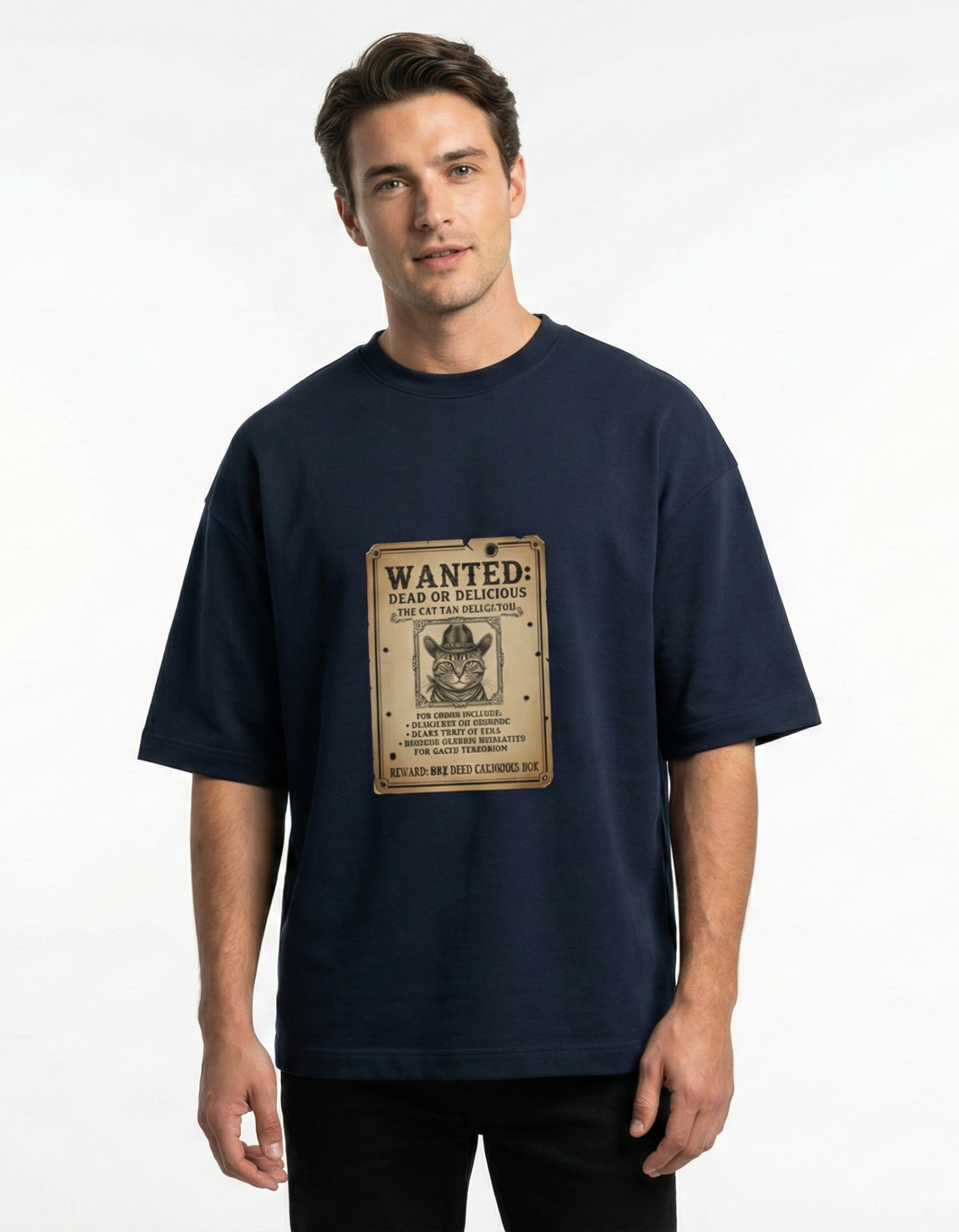 Wanted: The Cat Tax Collector - Unisex Terry Oversized Tee