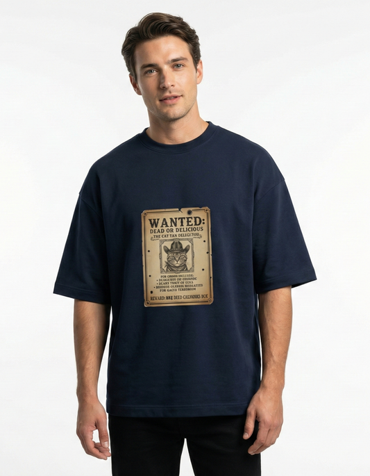 Wanted: The Cat Tax Collector - Unisex Terry Oversized Tee