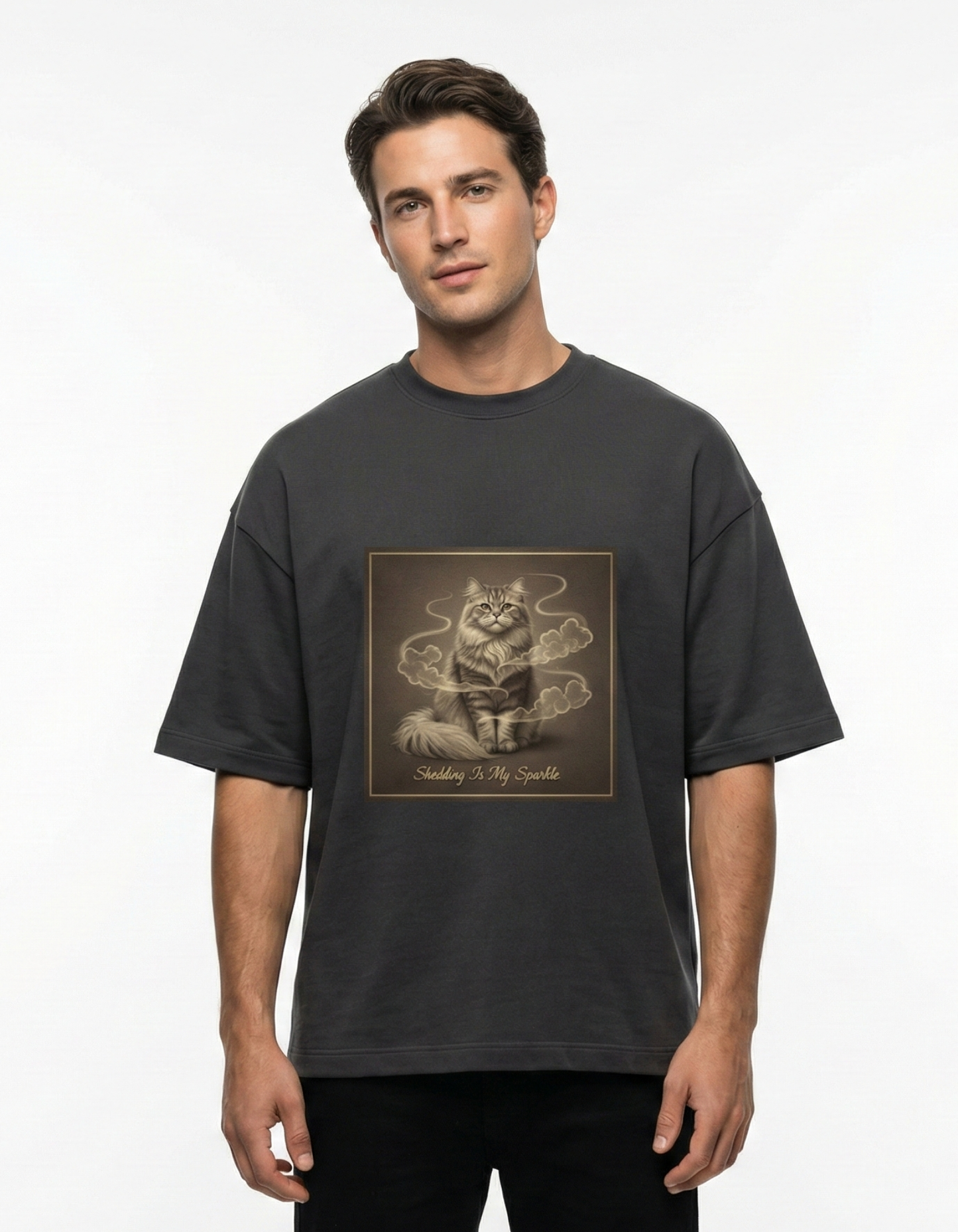 Shedding Is My Sparkle Cat - Unisex Terry Oversized Tee
