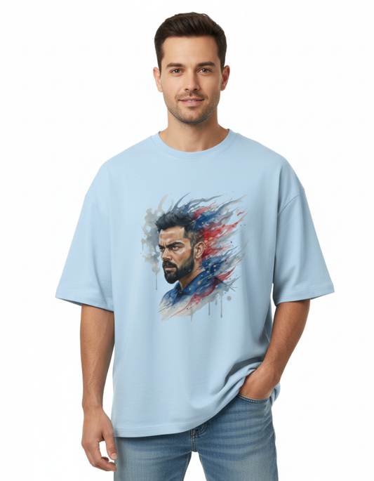 Virat Kohli - Watercolor Intensity | Unisex Terry Oversized Tee