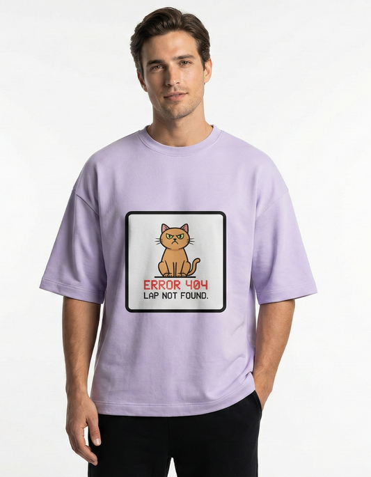 Error 404 Lap Not Found Cat - Unisex Terry Oversized Tee