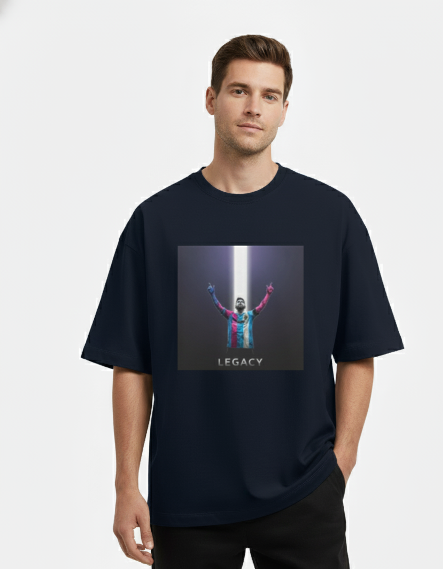 Lionel Messi - The Illuminated Legacy | Unisex Terry Oversized Tee