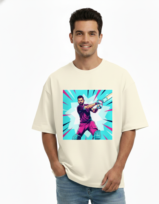 Virat Kohli - Lightning Strike Bat | Unisex Terry Oversized Tee