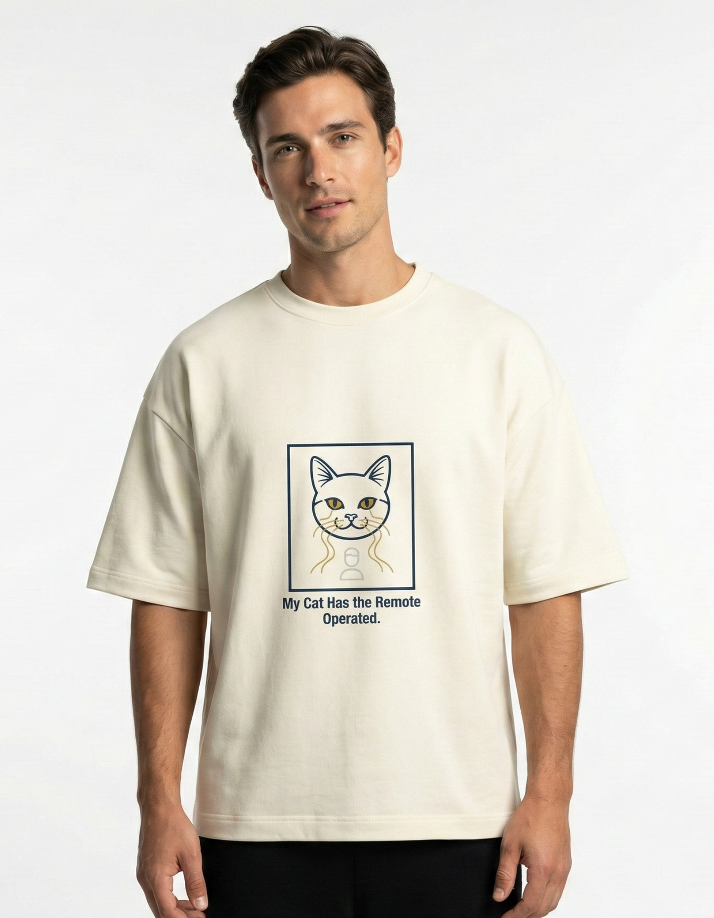 My Cat Has the Remote Operated - Unisex Terry Oversized Tee