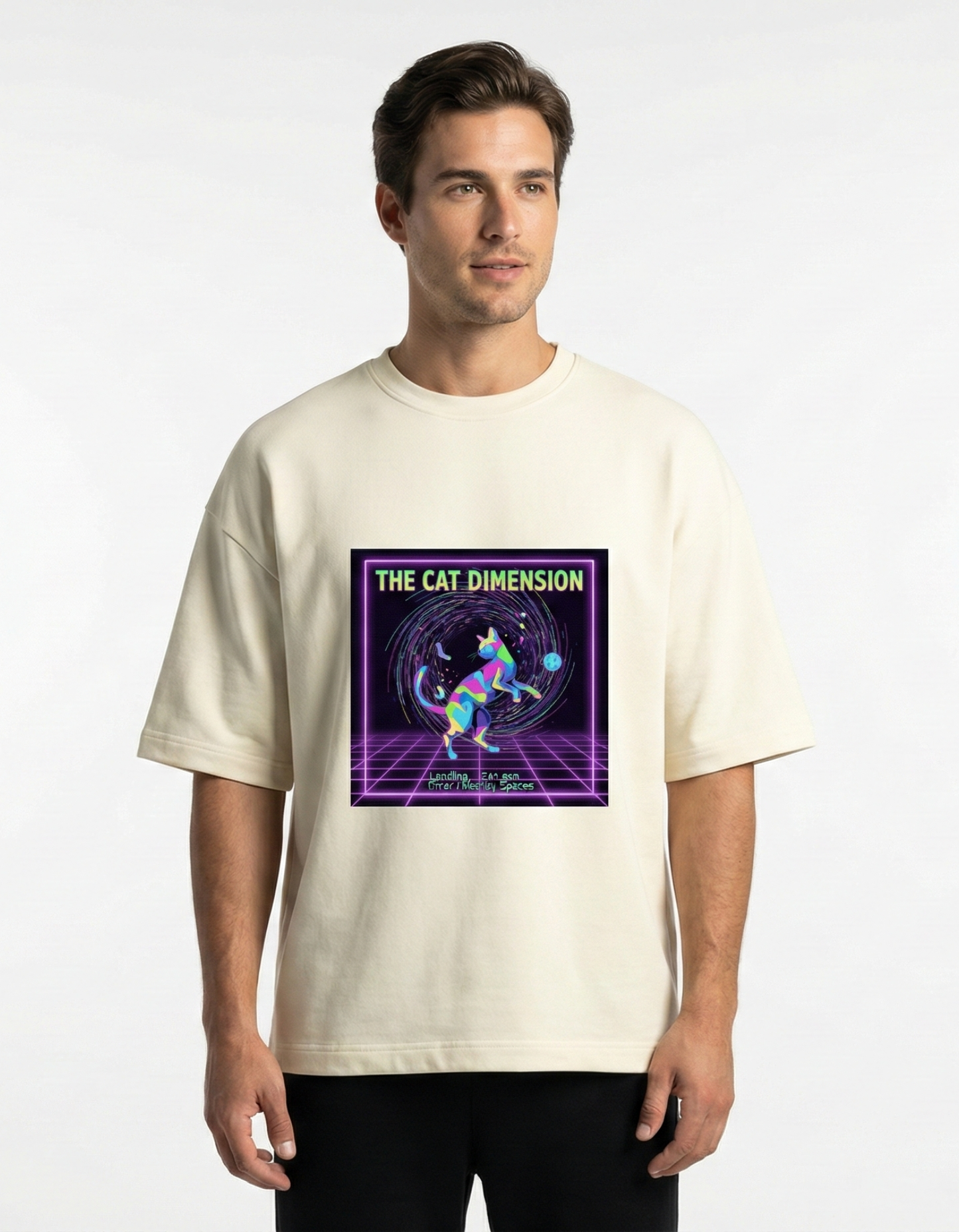 The Cat Dimension Reality Bypass - Unisex Terry Oversized Tee