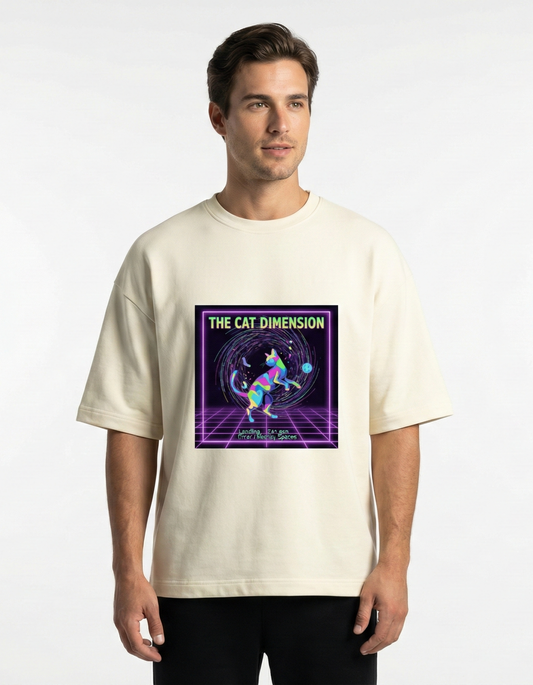 The Cat Dimension Reality Bypass - Unisex Terry Oversized Tee