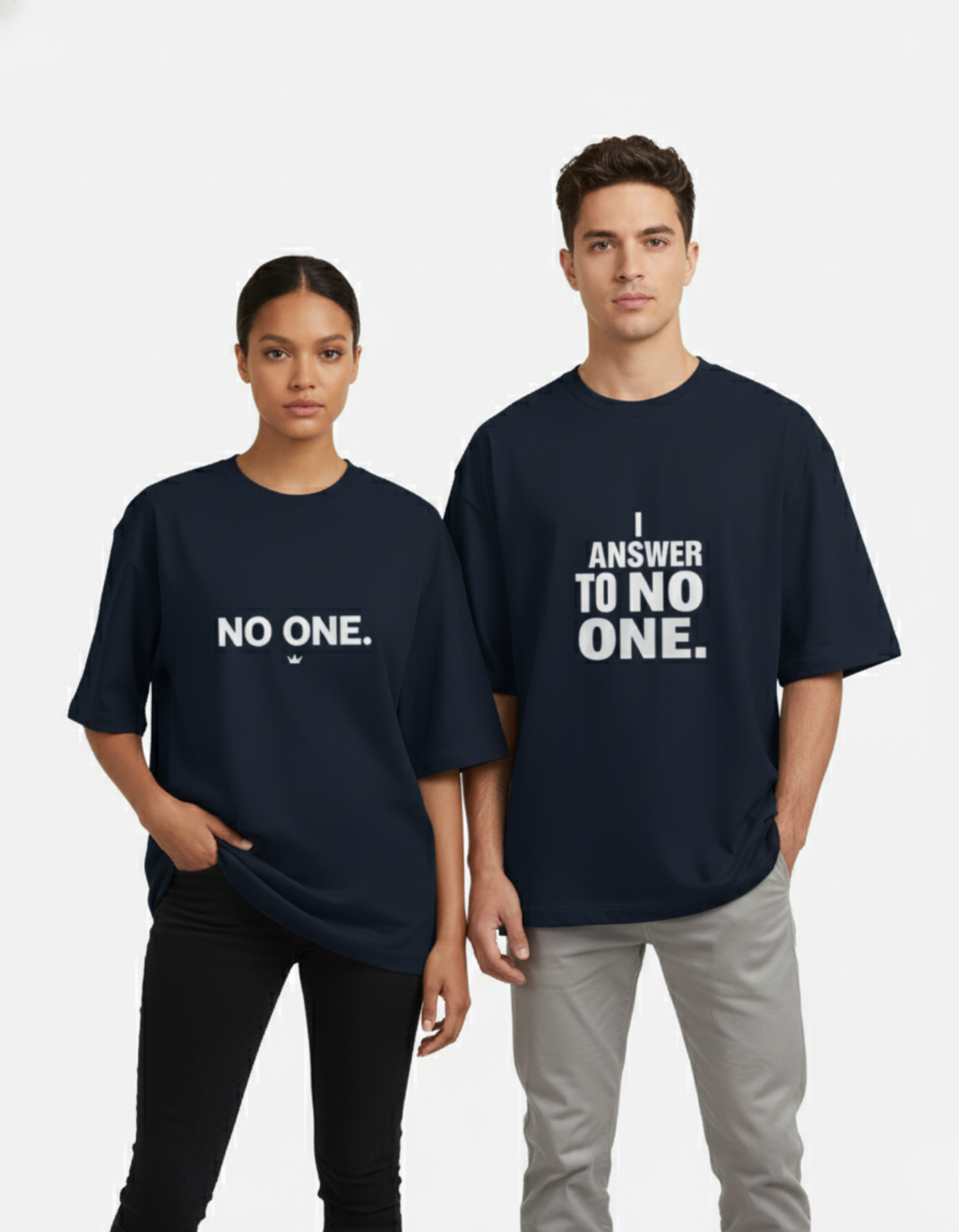 Answer to No One  - Couple Unisex Terry Oversized Tee Combo