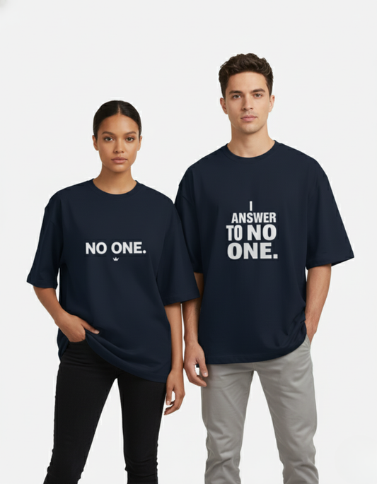 Answer to No One  - Couple Unisex Terry Oversized Tee Combo
