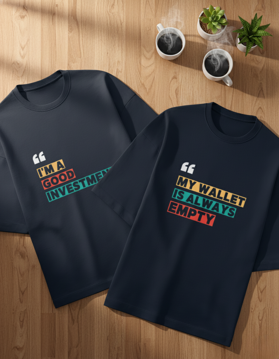 Wallet Empty  - Couple Unisex Terry Oversized Tee Combo