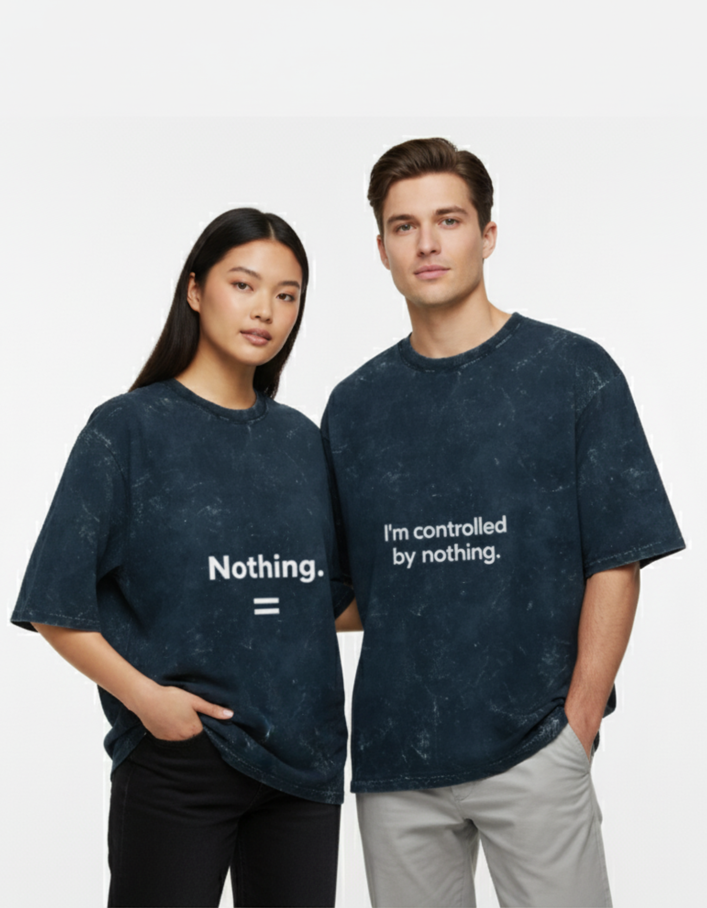 Controlled by nothing - Couple Unisex Acid Washed Oversized Tee Combo