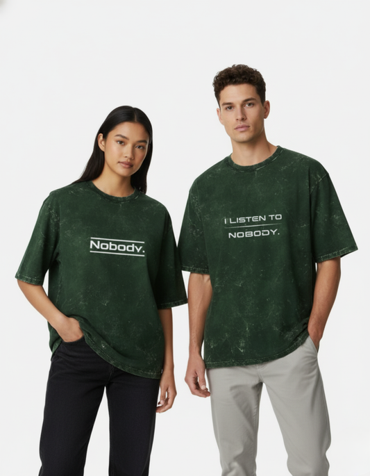 Listen to Nobody - Couple Unisex Acid Washed Oversized Tee Combo